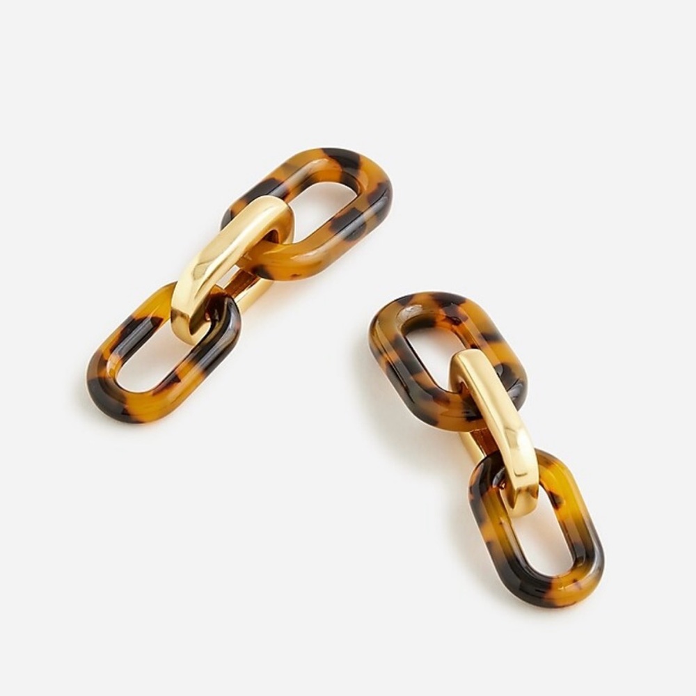 J Crew Tortoise shell chainlink earrings